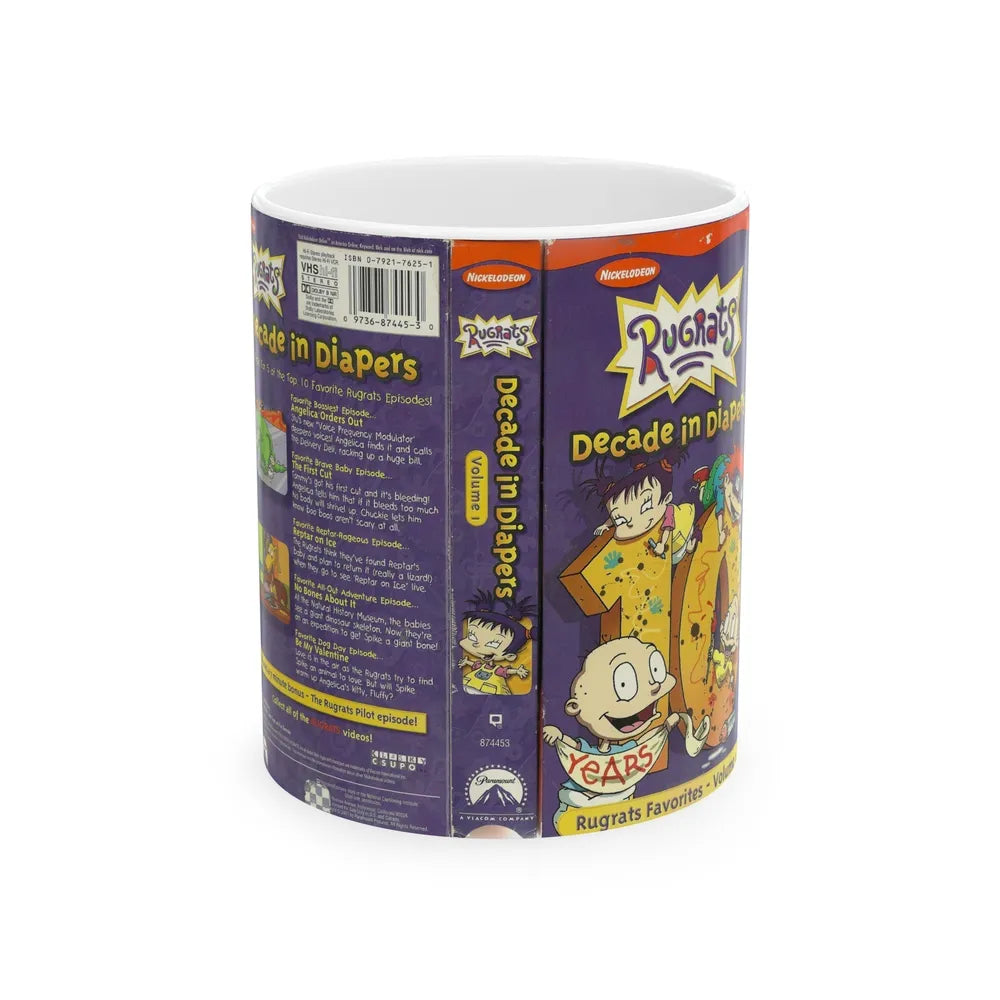 RUGRATS DECADE IN DIAPERS NICKELODEON (VHS COVER) - White Coffee Mug-11oz-Go Mug Yourself