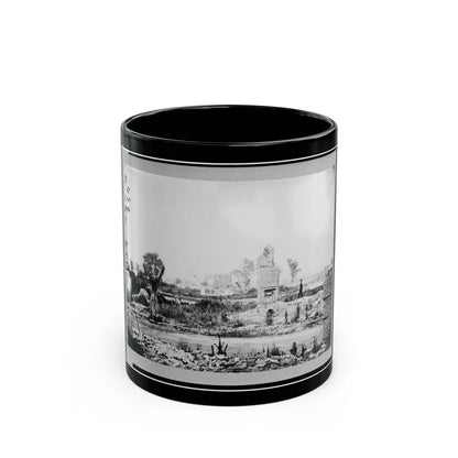 Ruins At Hampton, Virginia Showing Chimneys, And Man Standing (U.S. Civil War) Black Coffee Mug-11oz-Go Mug Yourself