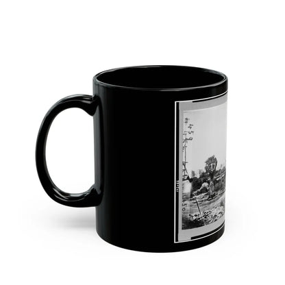 Ruins At Hampton, Virginia Showing Chimneys, And Man Standing (U.S. Civil War) Black Coffee Mug-Go Mug Yourself