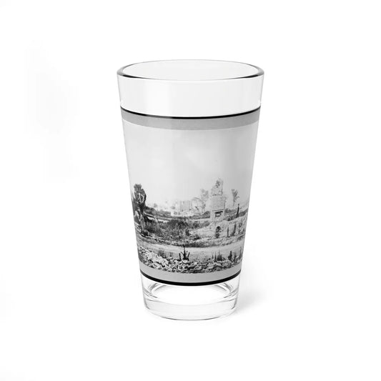 Ruins At Hampton, Virginia Showing Chimneys, And Man Standing (U.S. Civil War) Pint Glass 16oz-16oz-Go Mug Yourself