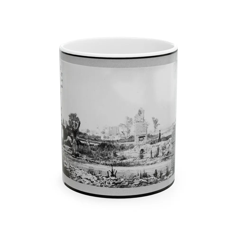 Ruins At Hampton, Virginia Showing Chimneys, And Man Standing (U.S. Civil War) White Coffee Mug-11oz-Go Mug Yourself