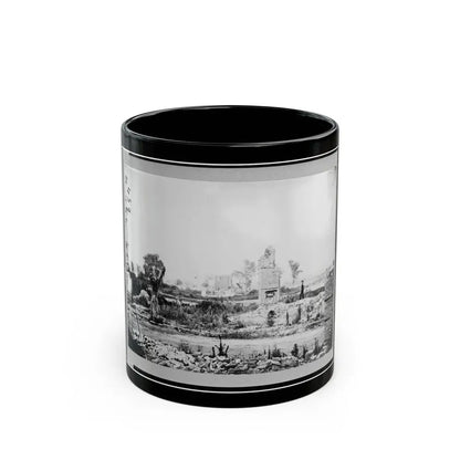Ruins At Hampton, Virginia Showing Chimneys, And Man Standing (U.S. Civil War) Black Coffee Mug 11oz - Go Mug Yourself