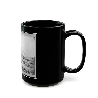 Ruins At Hampton, Virginia Showing Chimneys, And Man Standing (U.S. Civil War) Black Coffee Mug - Go Mug Yourself
