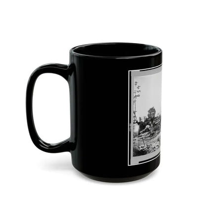 Ruins At Hampton, Virginia Showing Chimneys, And Man Standing (U.S. Civil War) Black Coffee Mug - Go Mug Yourself
