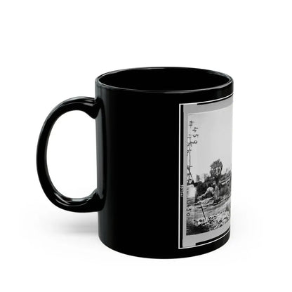 Ruins At Hampton, Virginia Showing Chimneys, And Man Standing (U.S. Civil War) Black Coffee Mug - Go Mug Yourself
