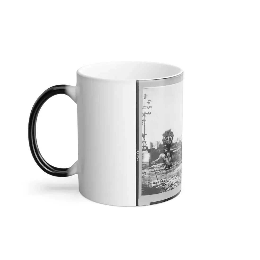 Ruins at Hampton, Virginia Showing Chimneys, and Man Standing (U.S. Civil War) Color Changing Coffee Mug 11oz - Go Mug Yourself