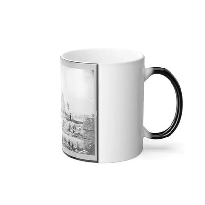 Ruins at Hampton, Virginia Showing Chimneys, and Man Standing (U.S. Civil War) Color Changing Coffee Mug 11oz - Go Mug Yourself