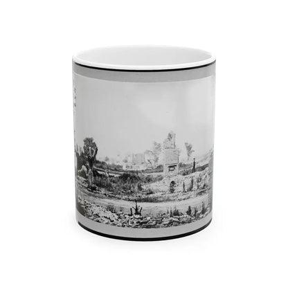 Ruins At Hampton, Virginia Showing Chimneys, And Man Standing (U.S. Civil War) White Coffee Mug 11oz - Go Mug Yourself