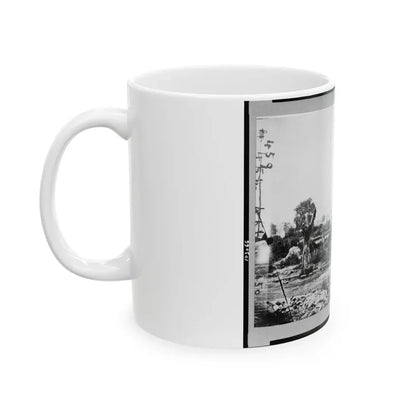 Ruins At Hampton, Virginia Showing Chimneys, And Man Standing (U.S. Civil War) White Coffee Mug - Go Mug Yourself