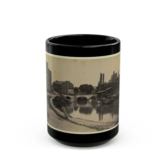 Ruins At Richmond, Va., Canal In Foreground, Ruins In Background (U.S. Civil War) Black Coffee Mug 15oz - Go Mug Yourself