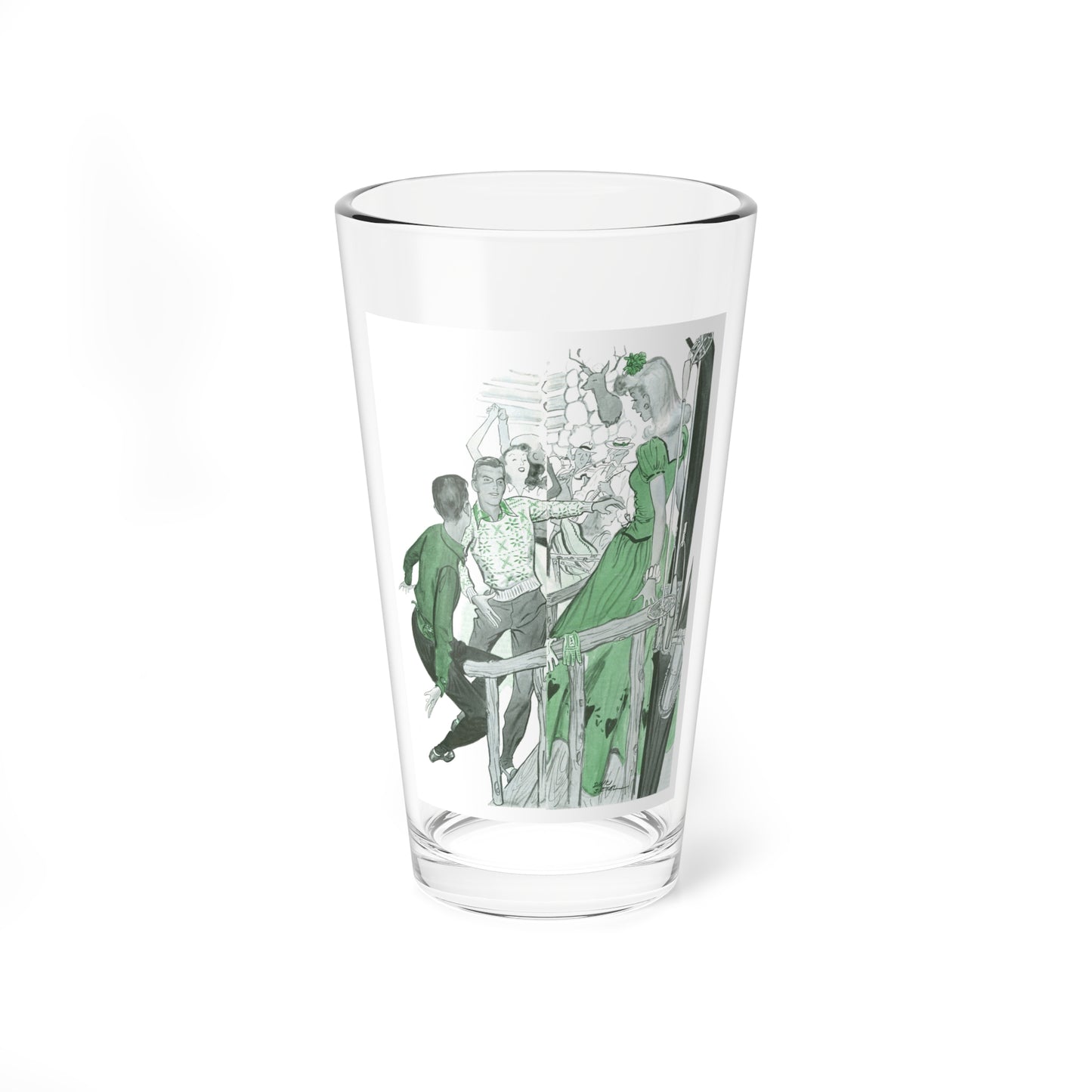 Rumpus at the Ski Lodge, 1942 (Magazine Illustration) Pint Glass 16oz-16oz-Go Mug Yourself