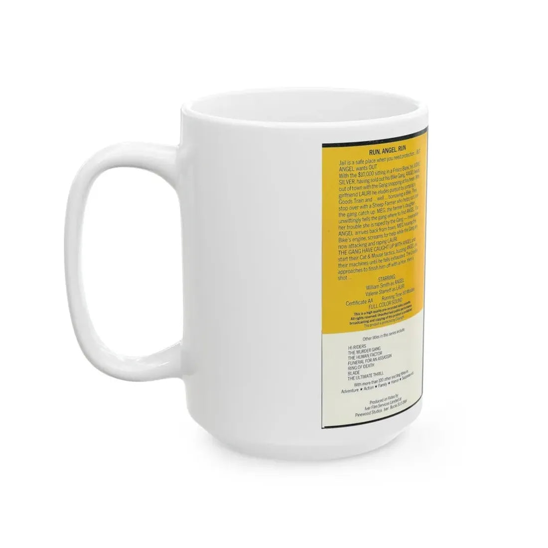RUN ANGEL RUN (VHS COVER) - White Coffee Mug - Go Mug Yourself