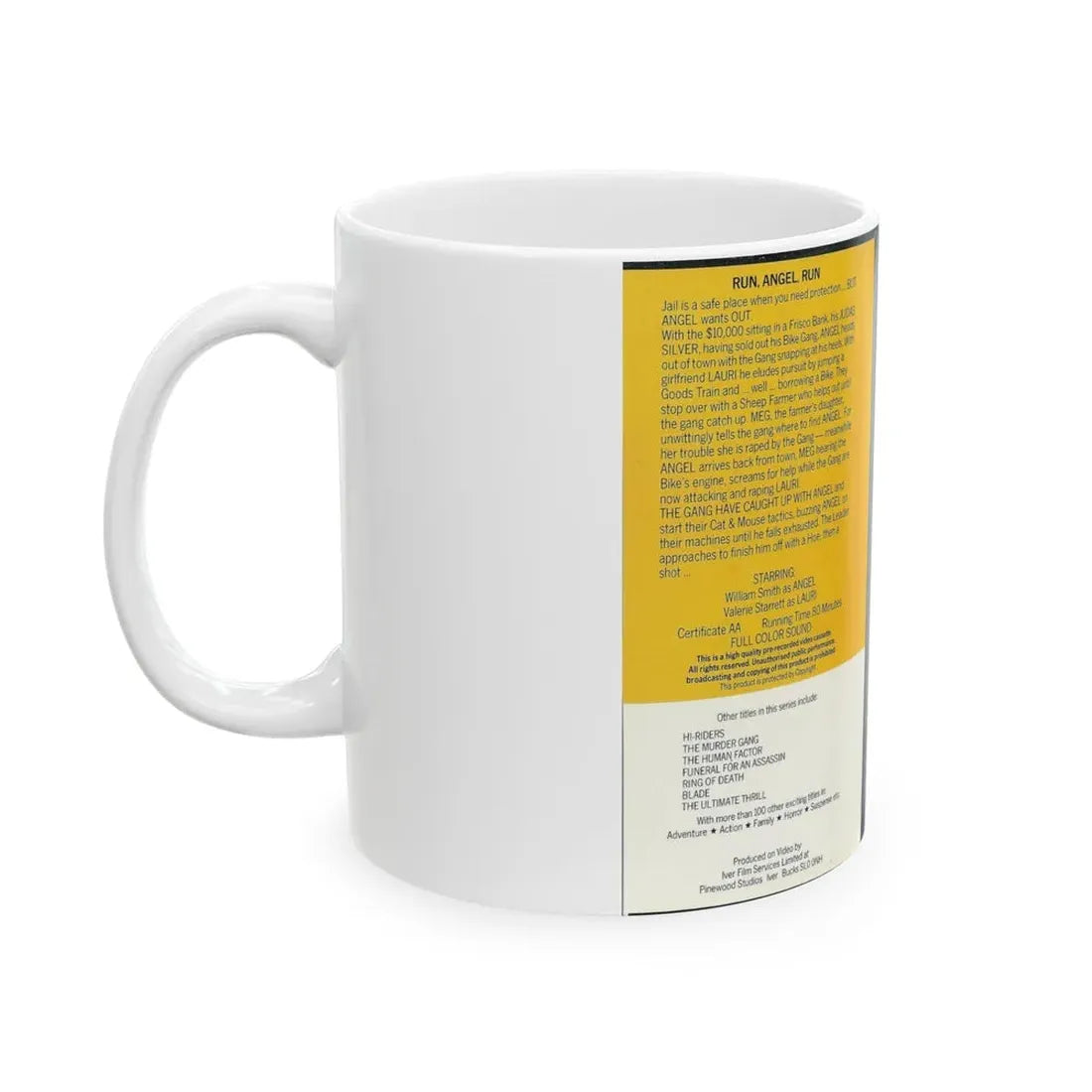 RUN ANGEL RUN (VHS COVER) - White Coffee Mug - Go Mug Yourself