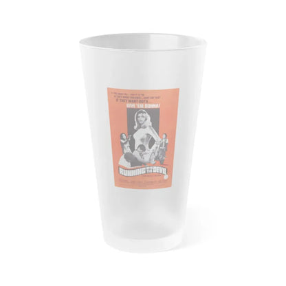 RUNNING WITH THE DEVIL 1973 Movie Poster - Frosted Pint Glass 16oz 16oz Frosted - Go Mug Yourself
