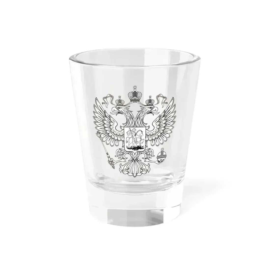 Это версия герба РФ Одноцветный без геральдического щита (Russia) (Coat of Arms) Shot Glass 1.5oz 1.5oz - Go Mug Yourself