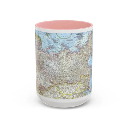 Russia - Eastern Soviet Union (1967) (Map) Accent Coffee Mug 15oz Pink - Go Mug Yourself