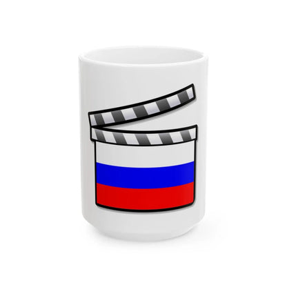 Russia film clapperboard (Russia) White Coffee Mug 15oz - Go Mug Yourself
