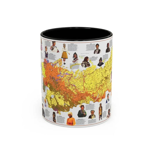 Russia - Peoples of the Soviet Union (1976) (Map) Accent Coffee Mug 11oz Black - Go Mug Yourself