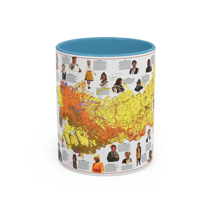 Russia - Peoples of the Soviet Union (1976) (Map) Accent Coffee Mug 11oz Light Blue - Go Mug Yourself