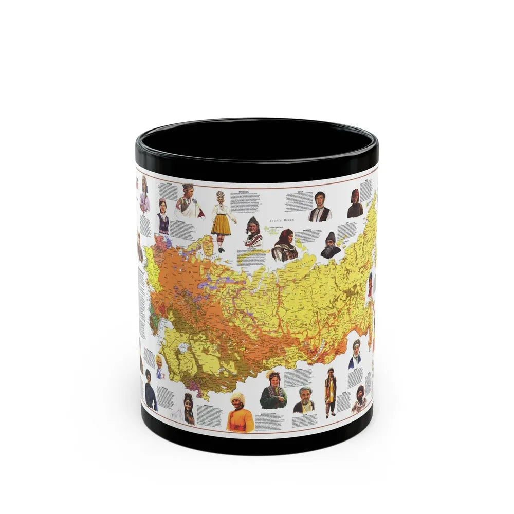 Russia - Peoples of the Soviet Union (1976) (Map) Black Coffee Mug-11oz-Go Mug Yourself