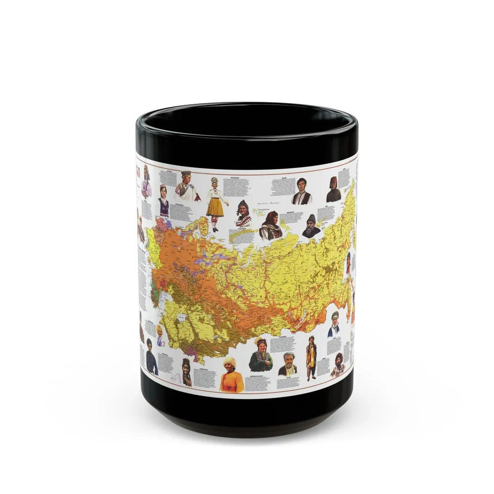 Russia - Peoples of the Soviet Union (1976) (Map) Black Coffee Mug-15oz-Go Mug Yourself