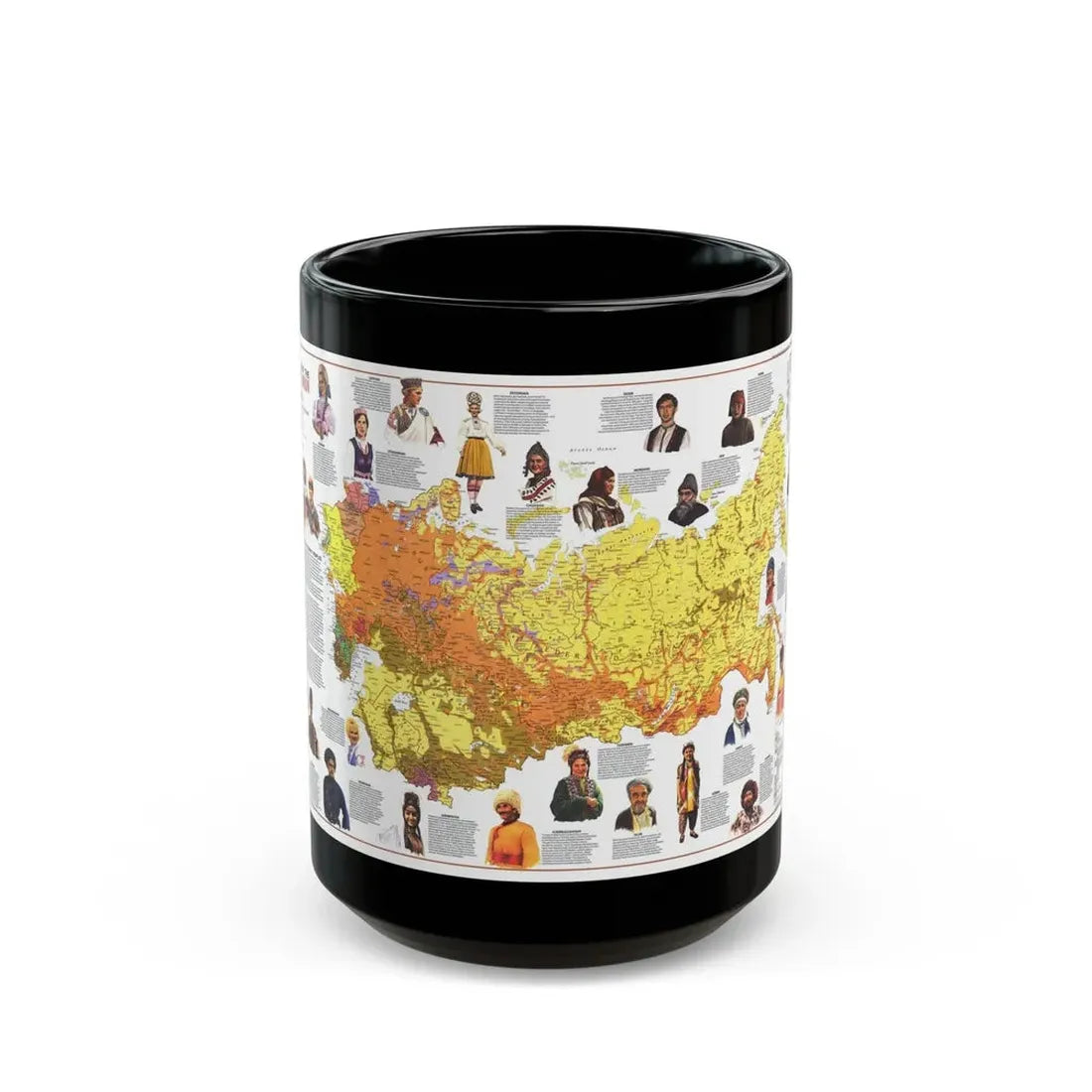 Russia - Peoples of the Soviet Union (1976) (Map) Black Coffee Mug 15oz - Go Mug Yourself