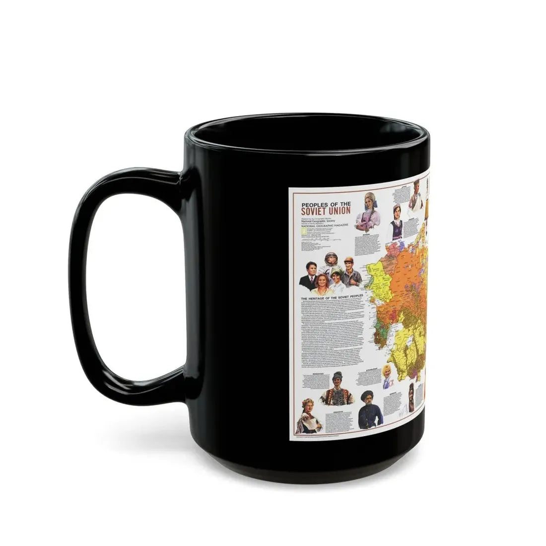 Russia - Peoples of the Soviet Union (1976) (Map) Black Coffee Mug - Go Mug Yourself