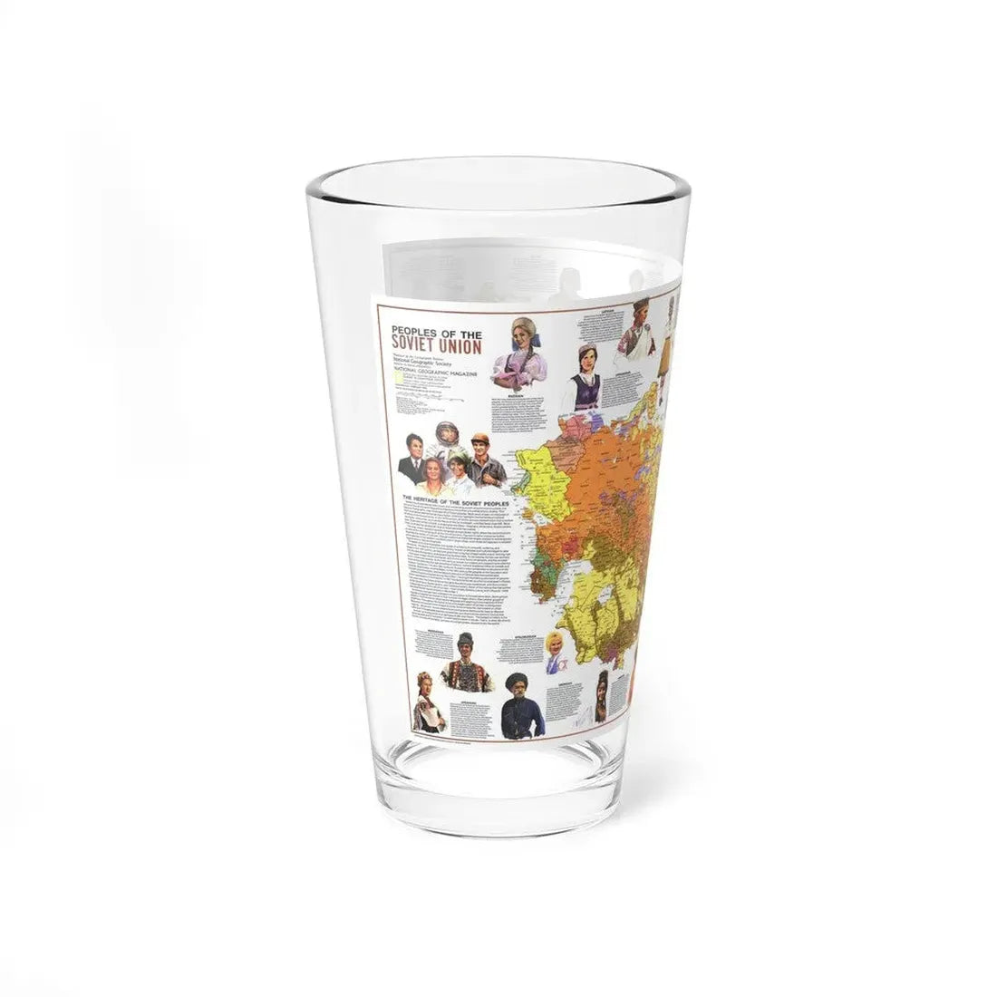 Russia - Peoples of the Soviet Union (1976) (Map) Pint Glass 16oz - Go Mug Yourself