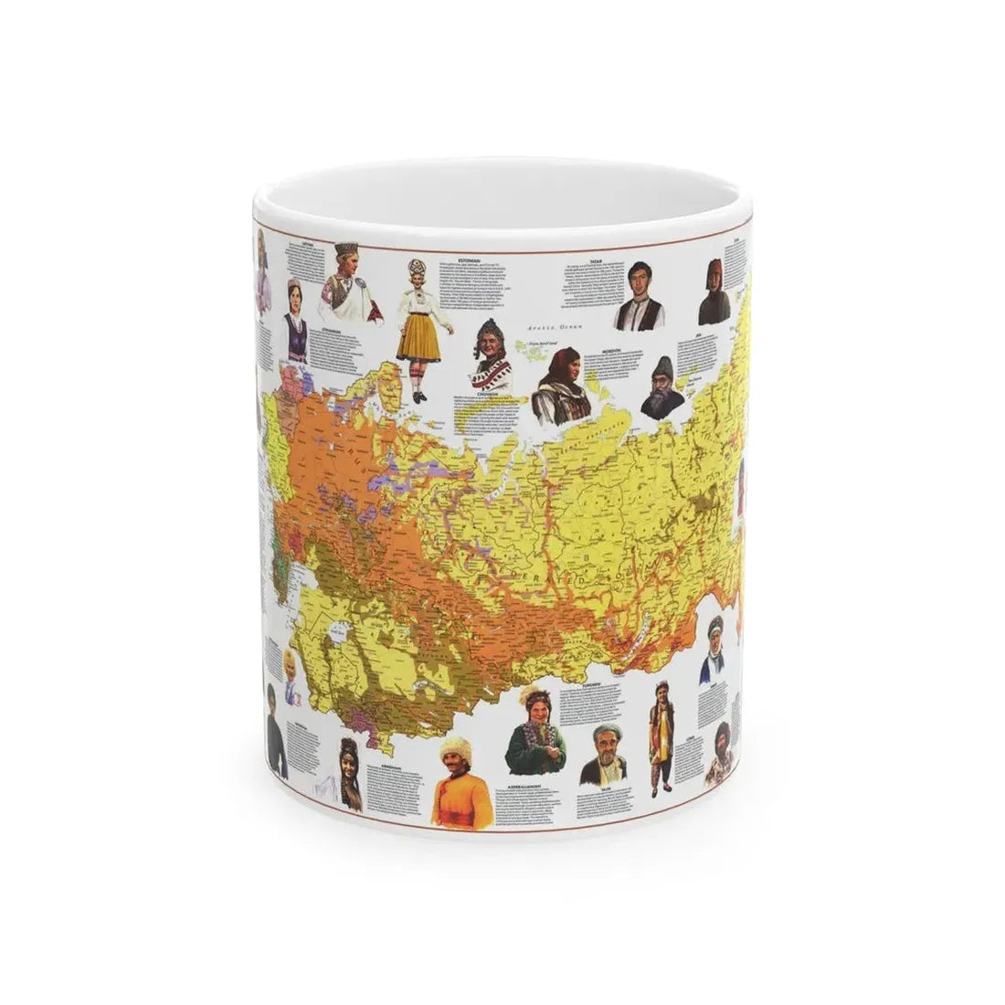 Russia - Peoples of the Soviet Union (1976) (Map) White Coffee Mug 11oz - Go Mug Yourself