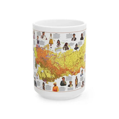 Russia - Peoples of the Soviet Union (1976) (Map) White Coffee Mug 15oz - Go Mug Yourself