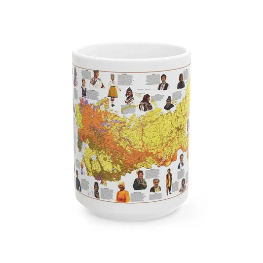 Russia - Peoples of the Soviet Union (1976) (Map) White Coffee Mug 15oz - Go Mug Yourself