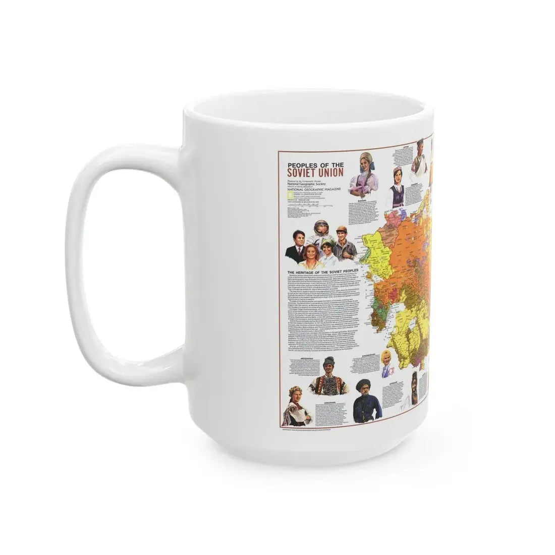 Russia - Peoples of the Soviet Union (1976) (Map) White Coffee Mug - Go Mug Yourself