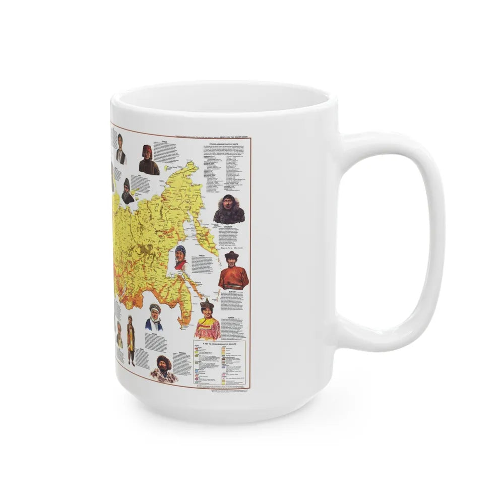 Russia - Peoples of the Soviet Union (1976) (Map) White Coffee Mug-Go Mug Yourself