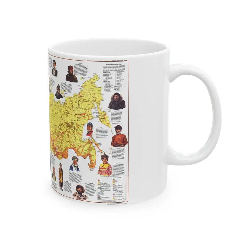 Russia - Peoples of the Soviet Union (1976) (Map) White Coffee Mug-Go Mug Yourself