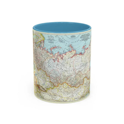 Russia - Union of Soviet Socialist Republics (1944) (Map) Accent Coffee Mug 11oz Light Blue - Go Mug Yourself