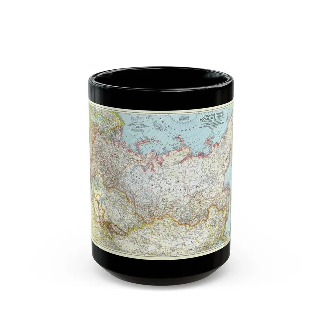 Russia - Union of Soviet Socialist Republics (1944) (Map) Black Coffee Mug 15oz - Go Mug Yourself