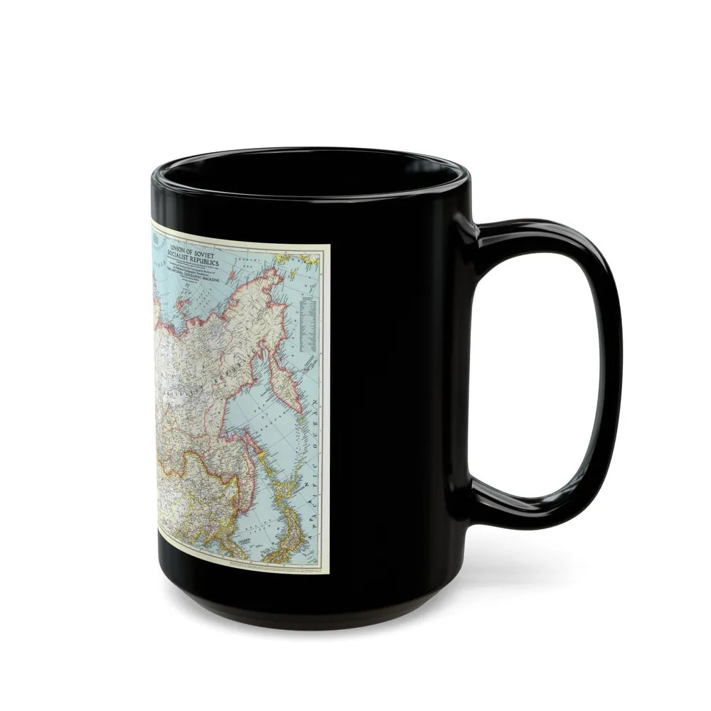 Russia - Union of Soviet Socialist Republics (1944) (Map) Black Coffee Mug-Go Mug Yourself