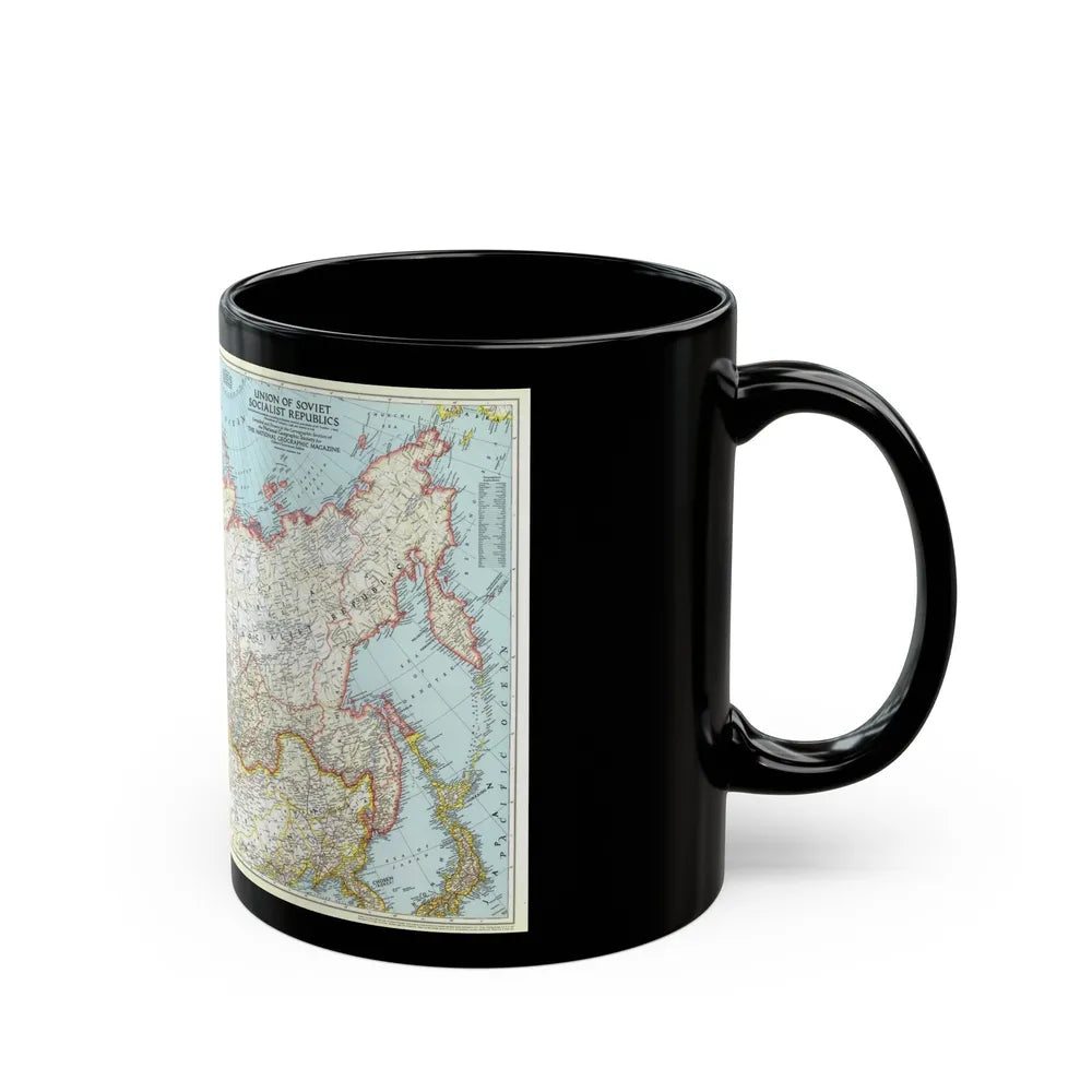 Russia - Union of Soviet Socialist Republics (1944) (Map) Black Coffee Mug-Go Mug Yourself