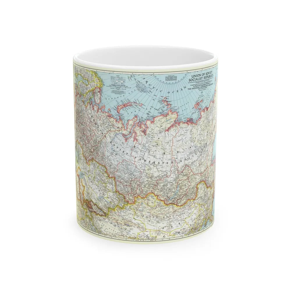 Russia - Union of Soviet Socialist Republics (1944) (Map) White Coffee Mug-11oz-Go Mug Yourself