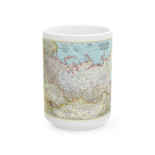 Russia - Union of Soviet Socialist Republics (1944) (Map) White Coffee Mug 15oz - Go Mug Yourself