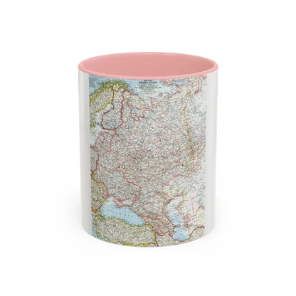Russia - Western Soviet Union (1959) (Map) Accent Coffee Mug 11oz Pink - Go Mug Yourself