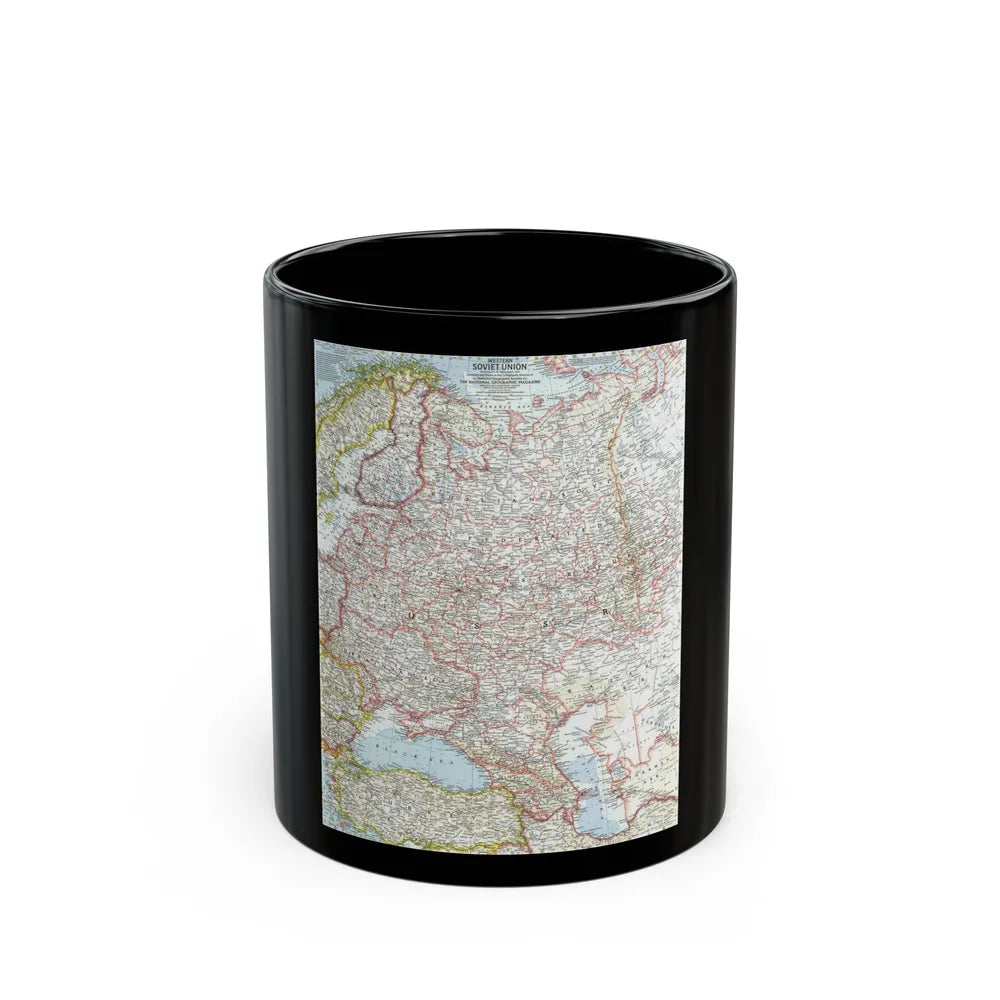 Russia - Western Soviet Union (1959) (Map) Black Coffee Mug-11oz-Go Mug Yourself