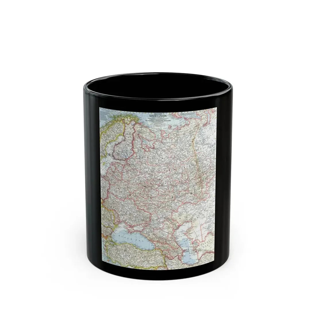 Russia - Western Soviet Union (1959) (Map) Black Coffee Mug 11oz - Go Mug Yourself