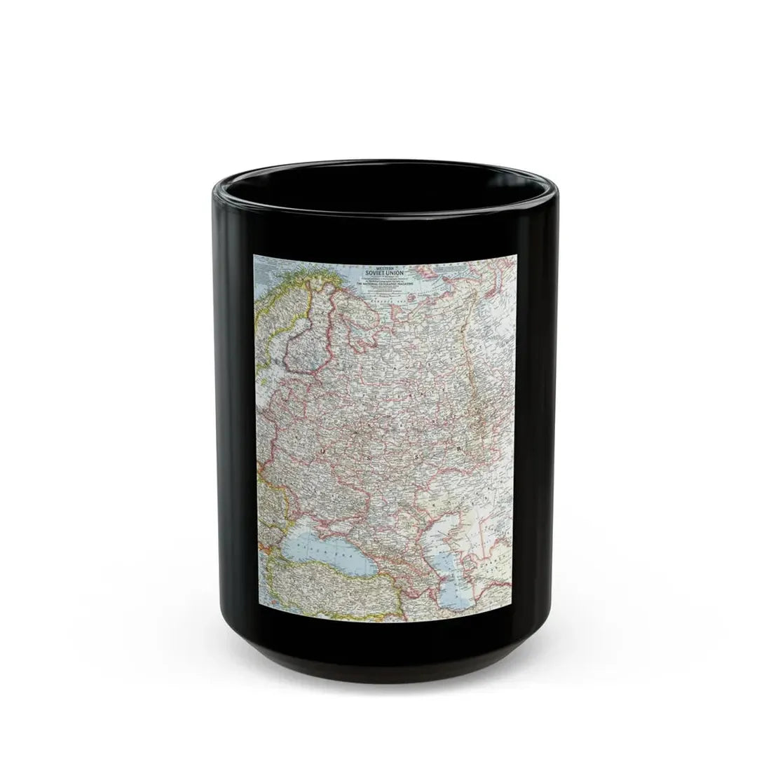 Russia - Western Soviet Union (1959) (Map) Black Coffee Mug 15oz - Go Mug Yourself