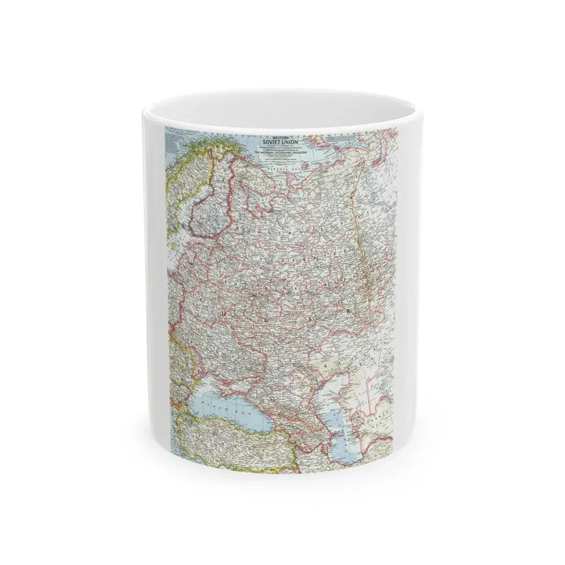 Russia - Western Soviet Union (1959) (Map) White Coffee Mug 11oz - Go Mug Yourself