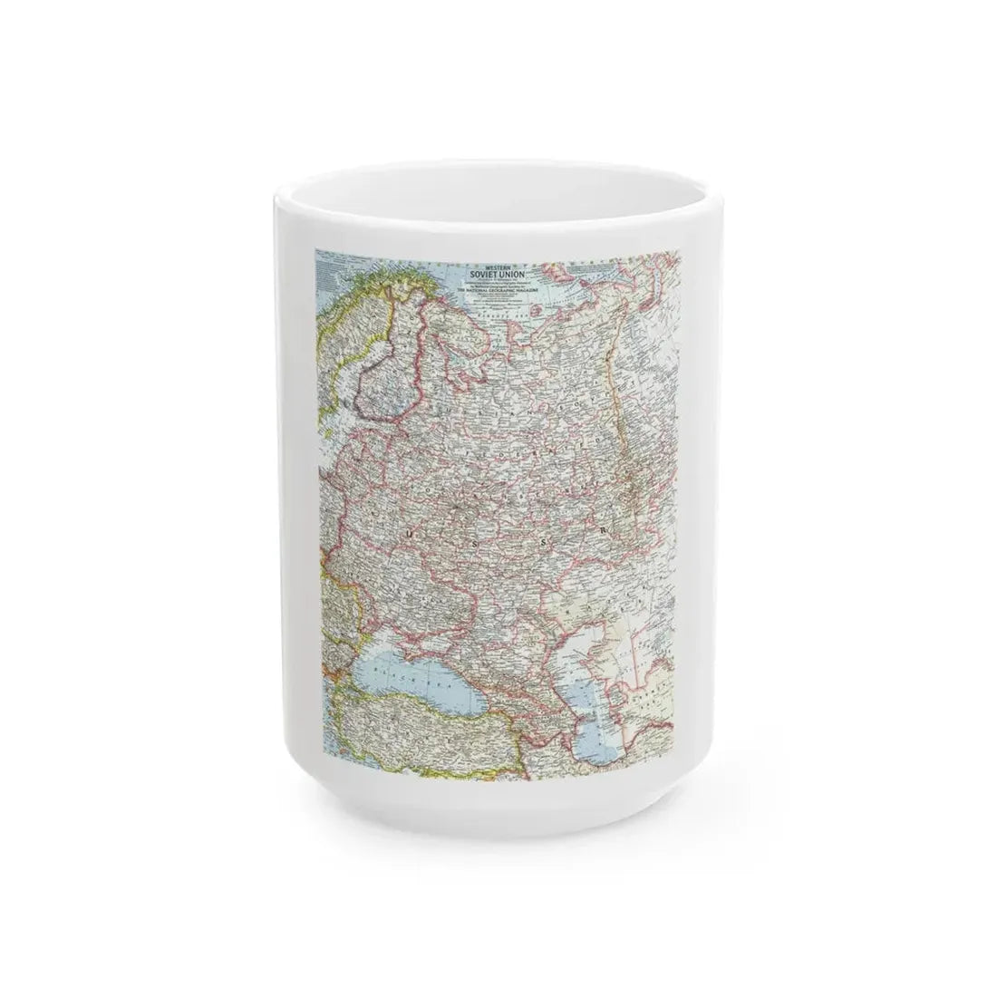 Russia - Western Soviet Union (1959) (Map) White Coffee Mug 15oz - Go Mug Yourself