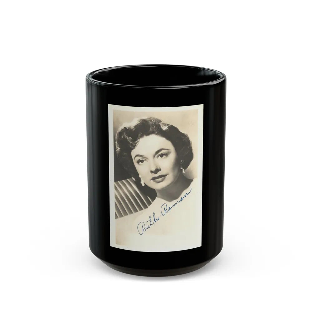 Ruth Roman #100 (Vintage Female Icon) Black Coffee Mug-15oz-Go Mug Yourself