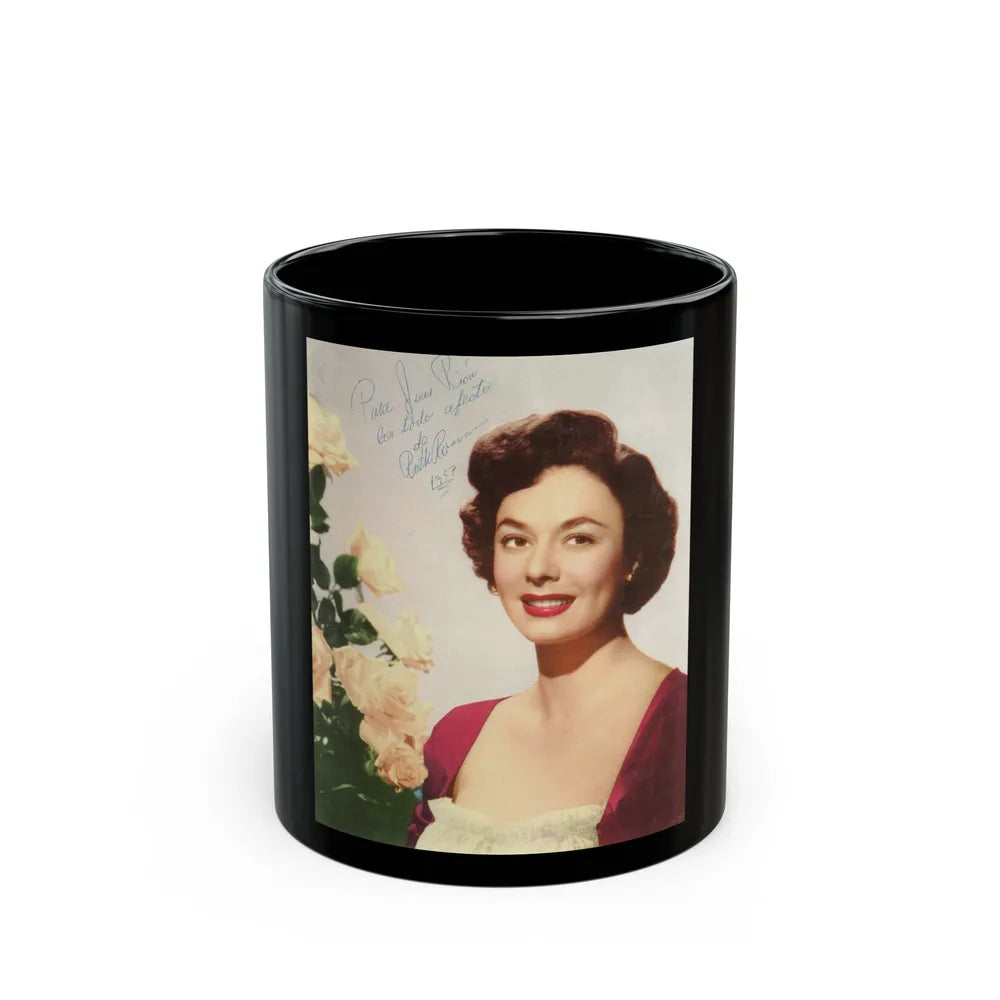 Ruth Roman #101 (Vintage Female Icon) Black Coffee Mug-11oz-Go Mug Yourself