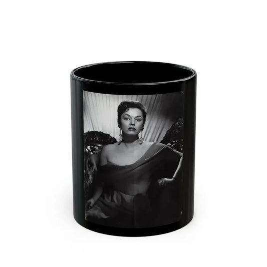 Ruth Roman #102 - 8.5x10.5 B&W Upper Body Glamour Photo on Magazine Page (Vintage Female Icon) Black Coffee Mug 11oz - Go Mug Yourself