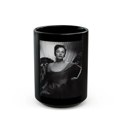 Ruth Roman #102 - 8.5x10.5 B&W Upper Body Glamour Photo on Magazine Page (Vintage Female Icon) Black Coffee Mug 15oz - Go Mug Yourself